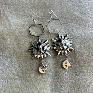 Sun and Moon Silver Earrings